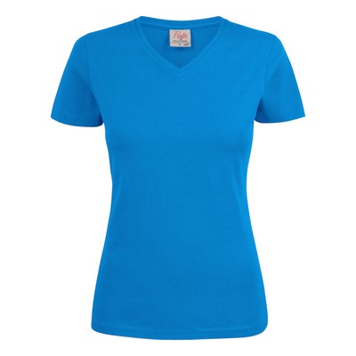 Printer Active Wear Heavy V-Neck Ladies T-Shirt